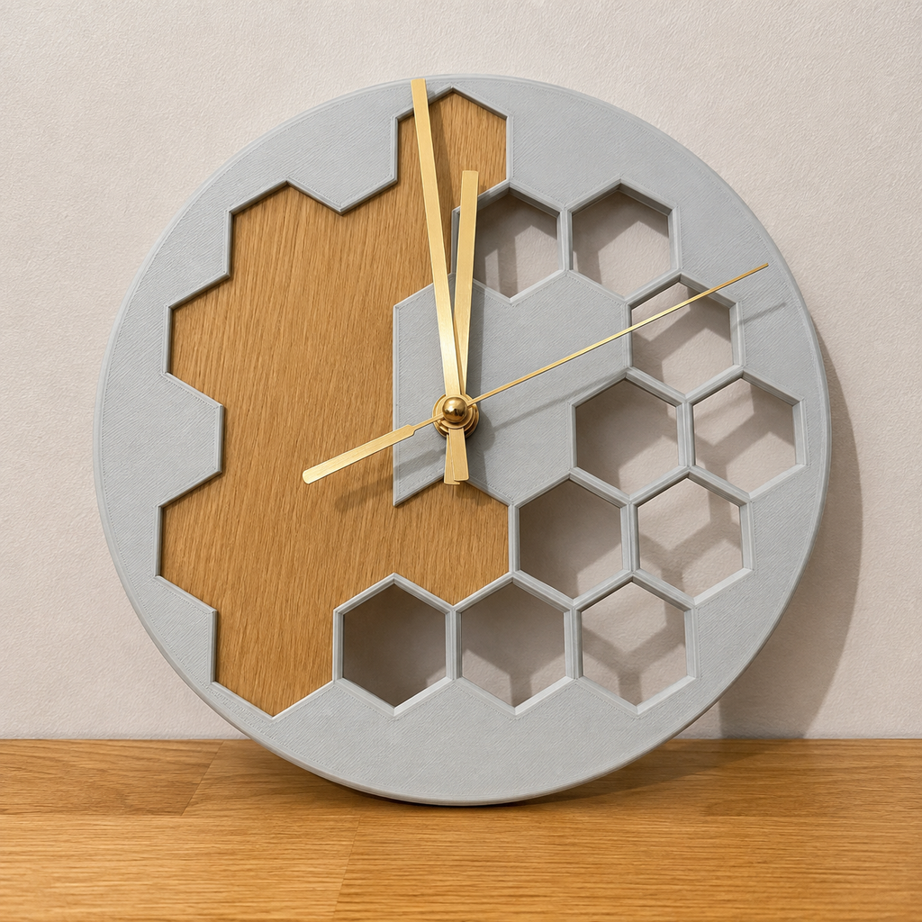 Horloge Murale Design Hexagone