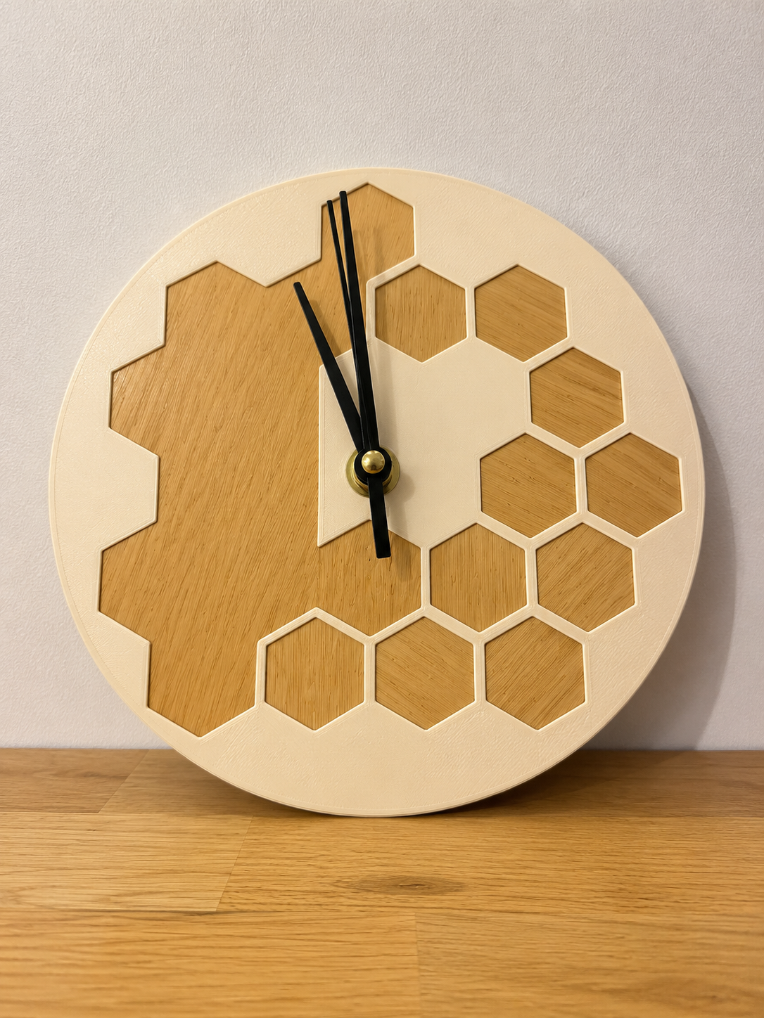 Horloge Murale Design Hexagone insert bois - 100% Insert bois