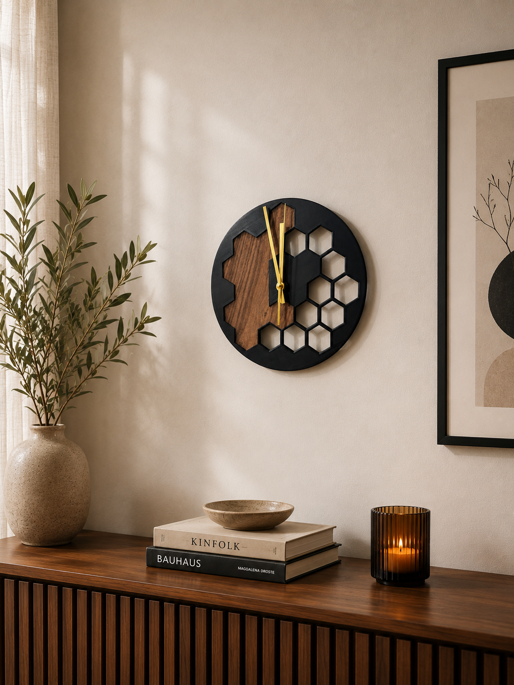 Horloge Murale Design Hexagone