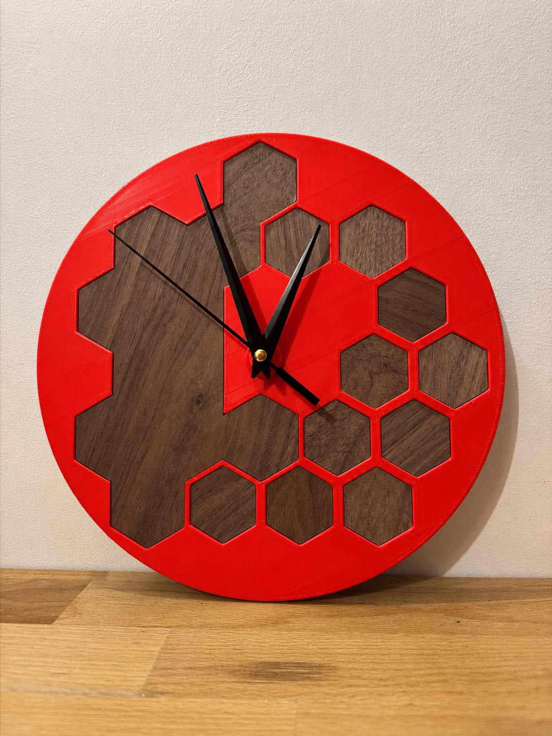 Horloge Murale Design Hexagone insert bois - 100% Insert bois