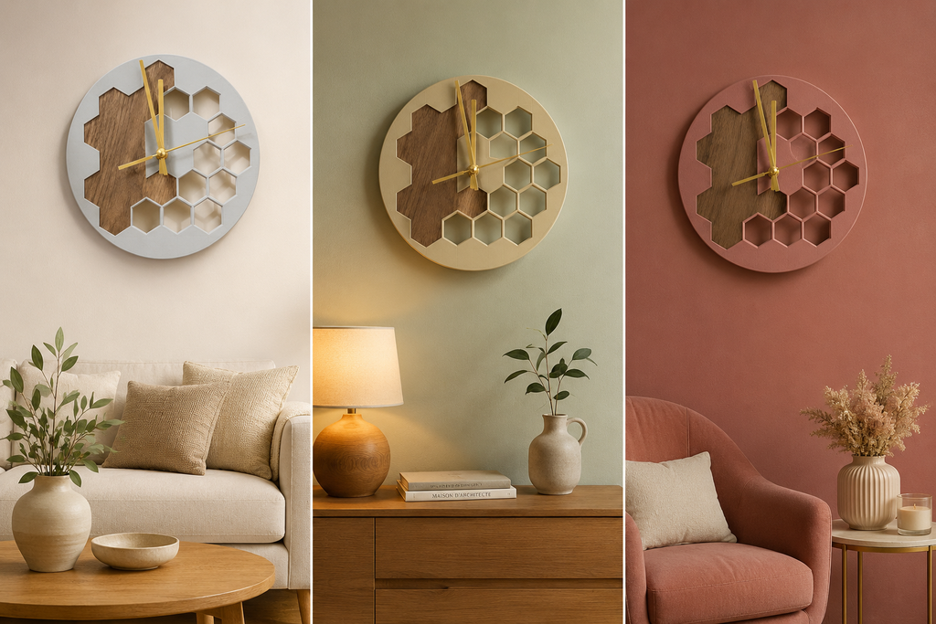 Horloge Murale Design Hexagone