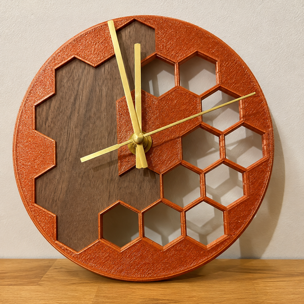 Horloge Murale Design Hexagone