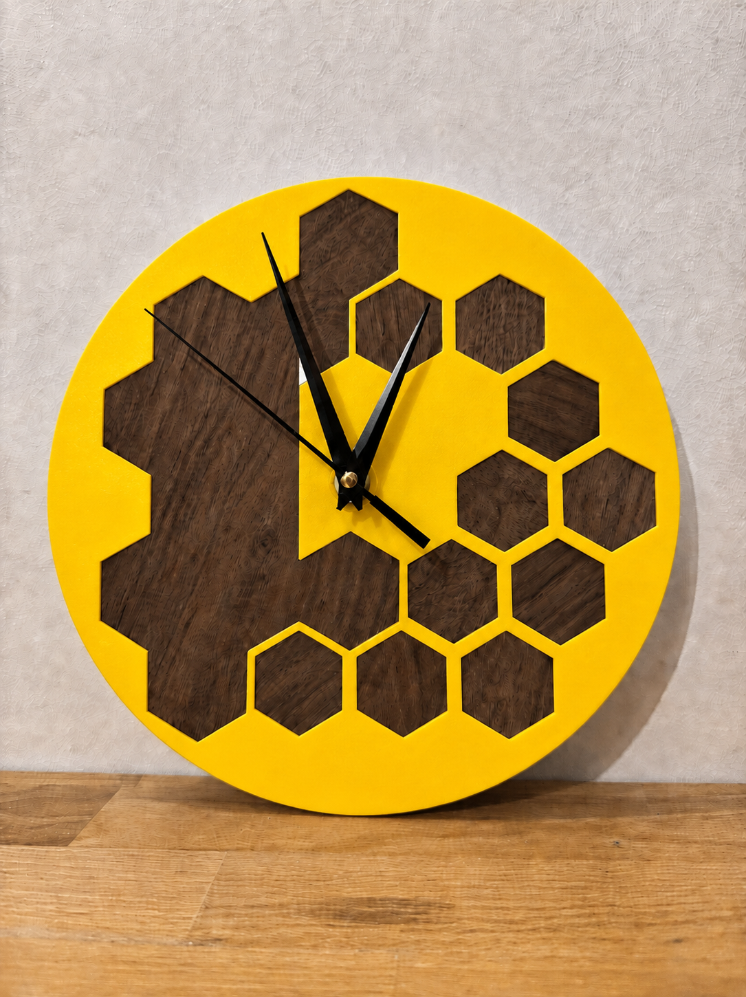 Horloge Murale Design Hexagone insert bois - 100% Insert bois