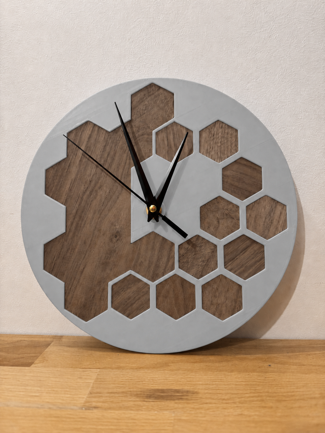 Horloge Murale Design Hexagone insert bois - 100% Insert bois