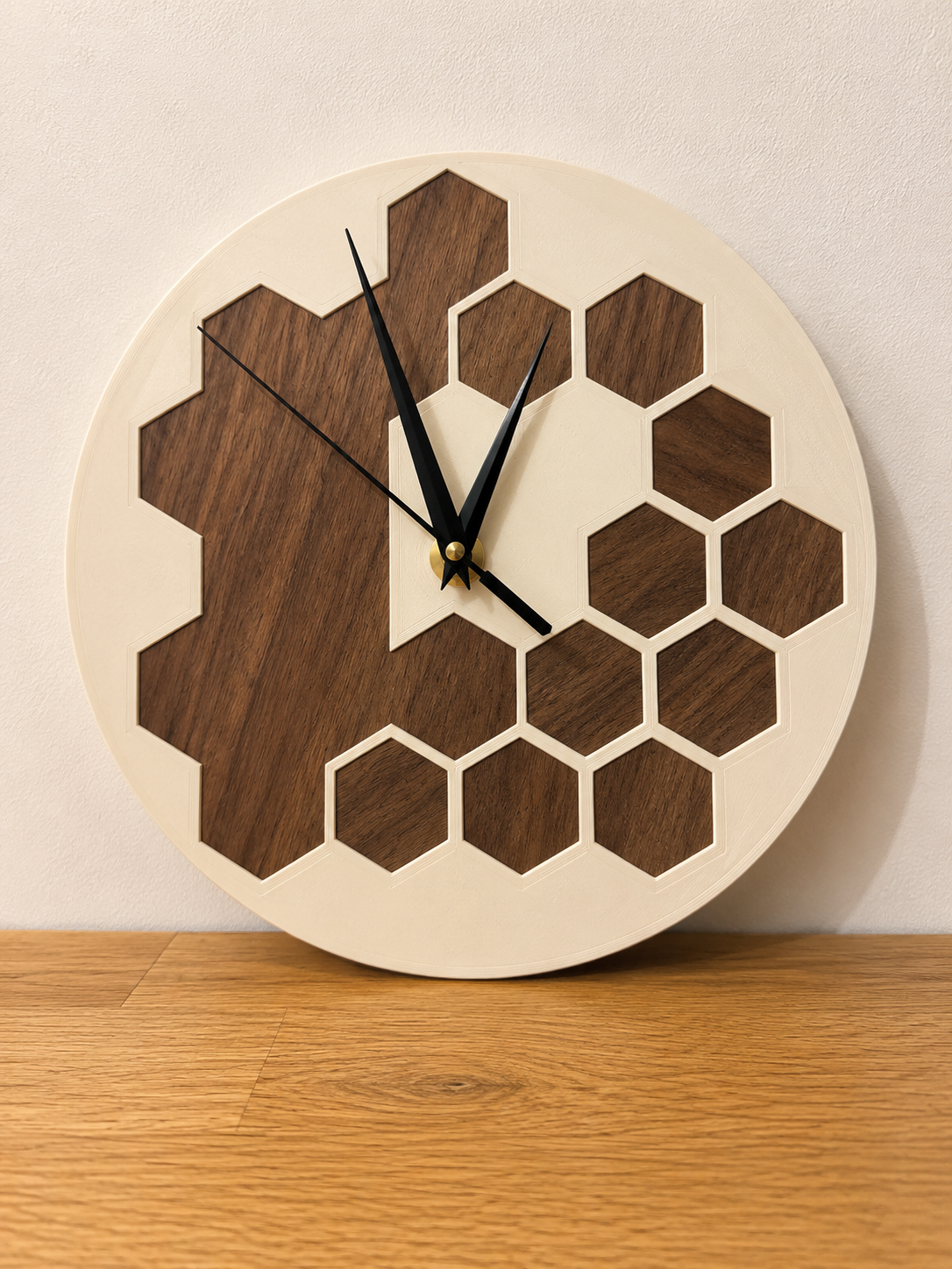 Horloge Murale Design Hexagone insert bois - 100% Insert bois