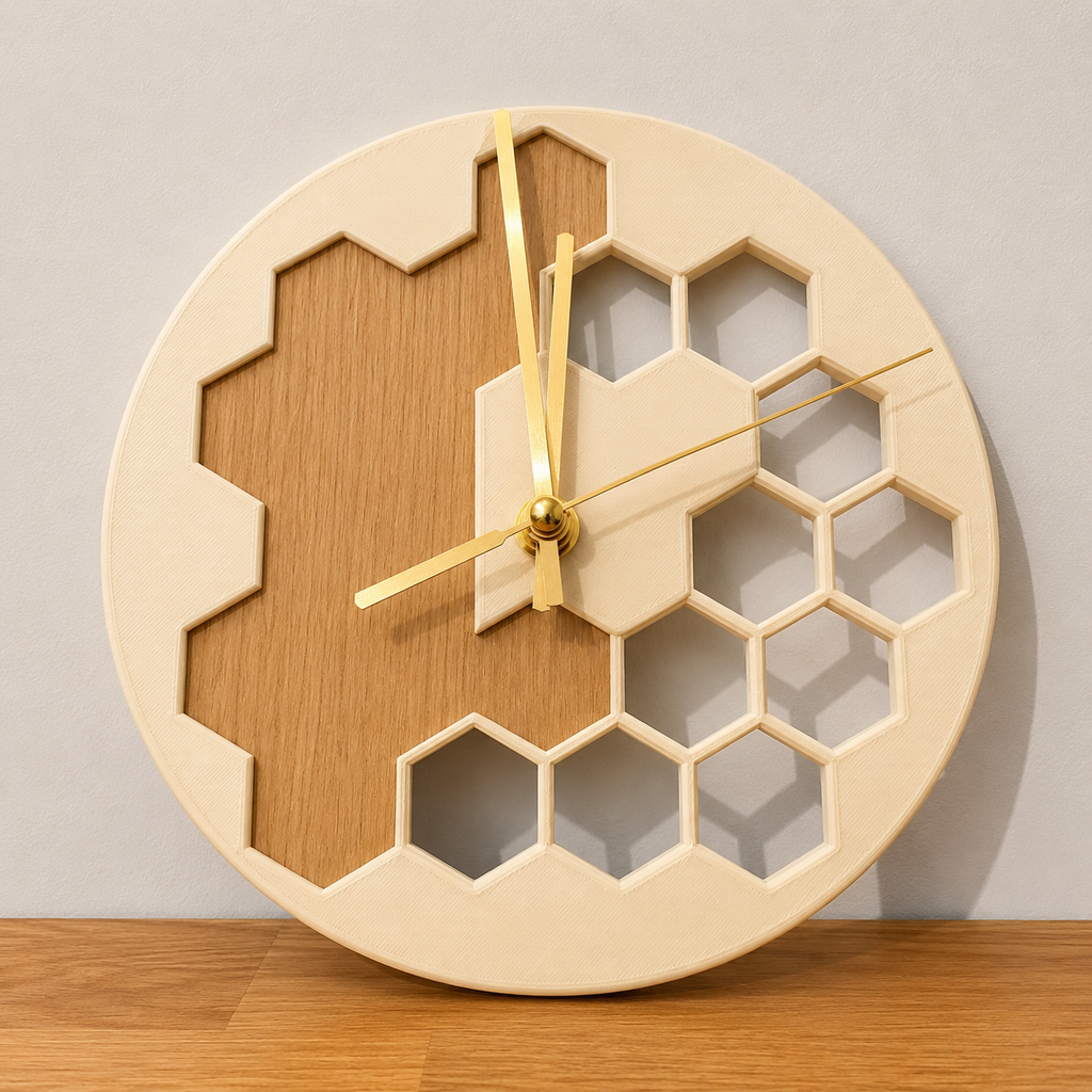 Horloge Murale Design Hexagone