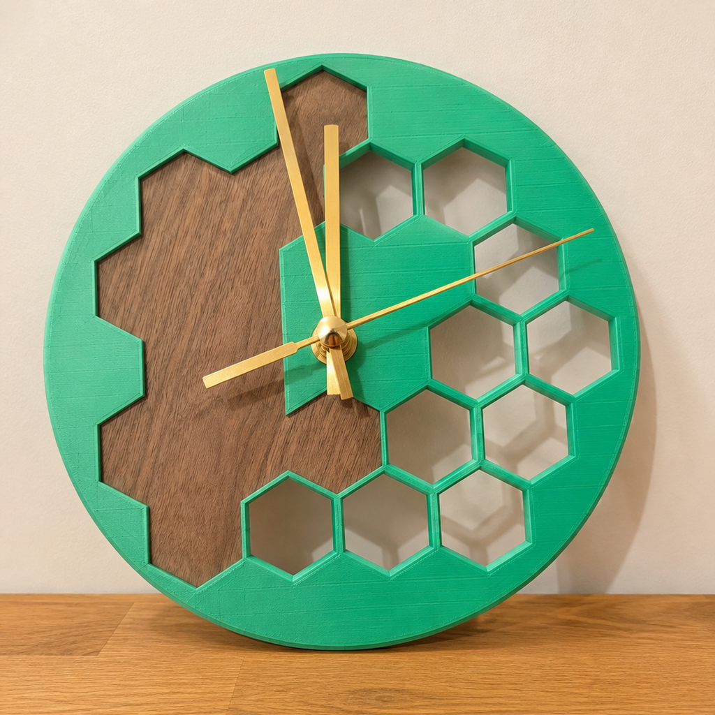 Horloge Murale Design Hexagone