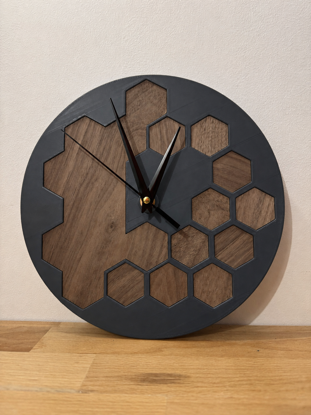 Horloge Murale Design Hexagone insert bois - 100% Insert bois