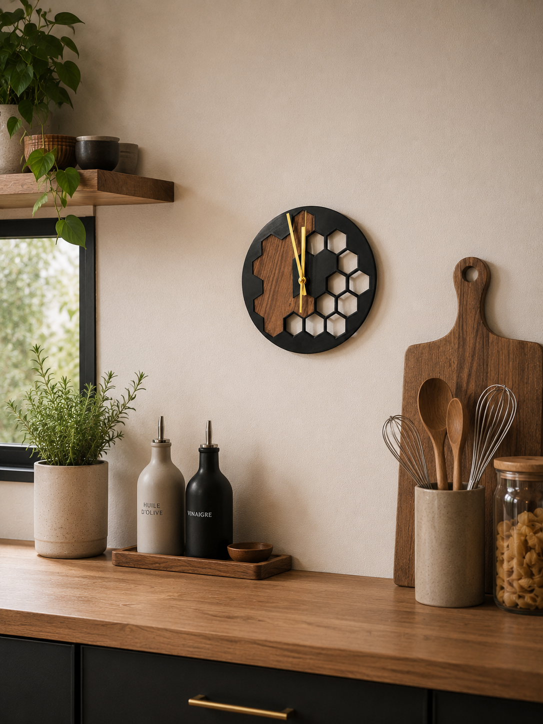 Horloge Murale Design Hexagone
